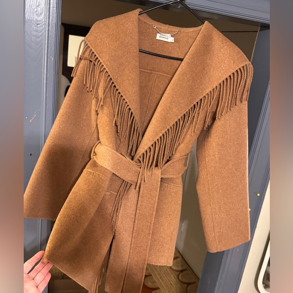 SIMKHAI Rowen Fringe Belted Wool Jacket - Picture 12 of 16